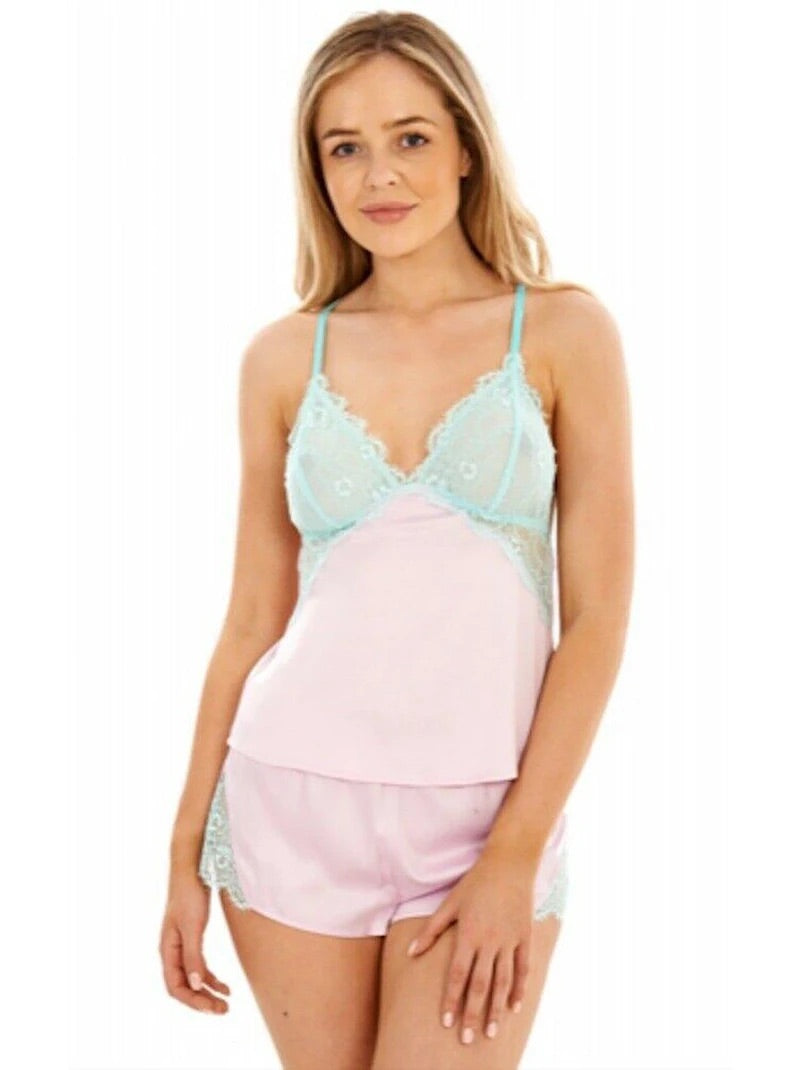 Boux Avenue Satin Lace Pink PJs