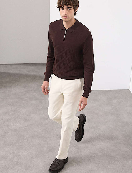 M&S Autograph Mercerised Cotton Geometric Half Zip Polo 4 Colours