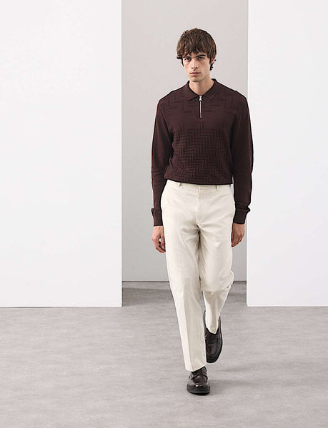M&S Autograph Mercerised Cotton Geometric Half Zip Polo 4 Colours