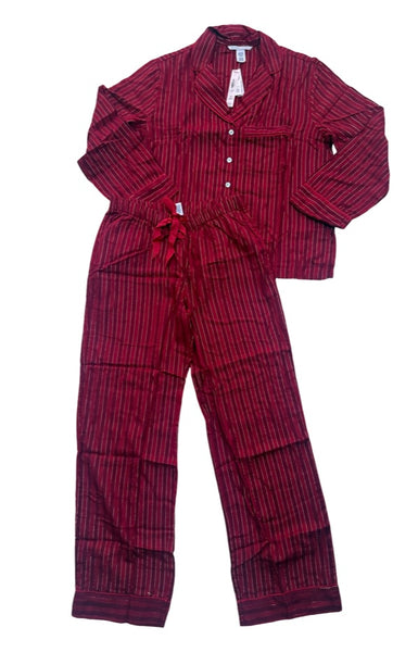 Victorias Secret Red Stripe Flannel Long Pyjamas Set