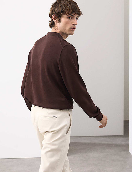 M&S Autograph Mercerised Cotton Geometric Half Zip Polo 4 Colours