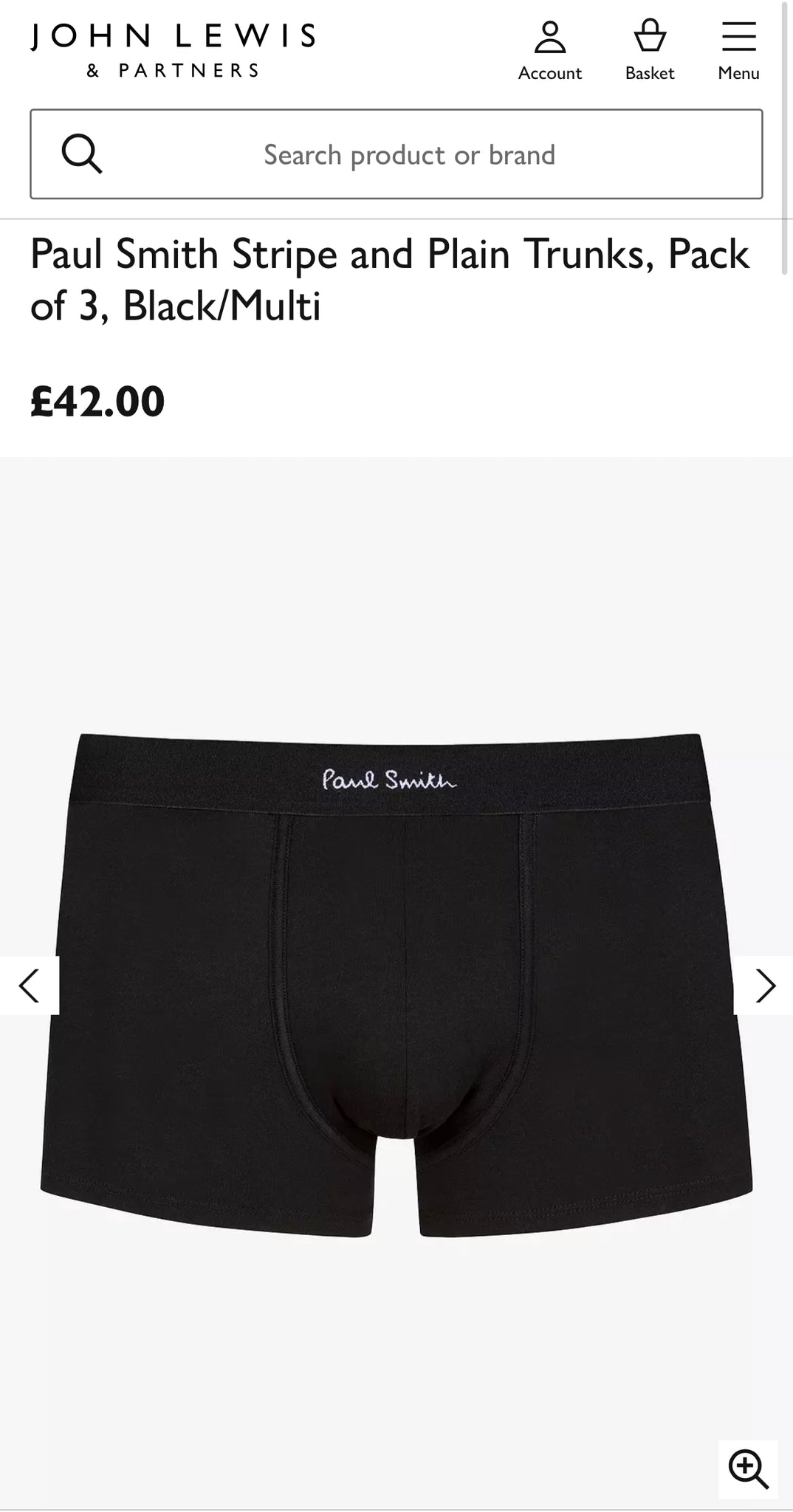 Paul Smith Plain Trunks, Mixed Colours, Pack of 3 (Small Sizes)