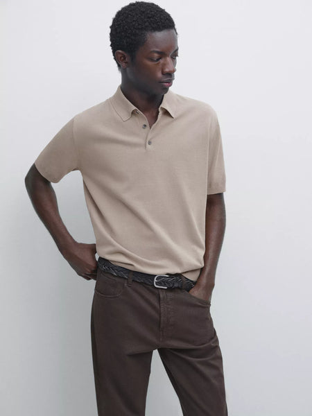 Massimo Dutti Men’s 3 Button Knitted Polo 3 Colours