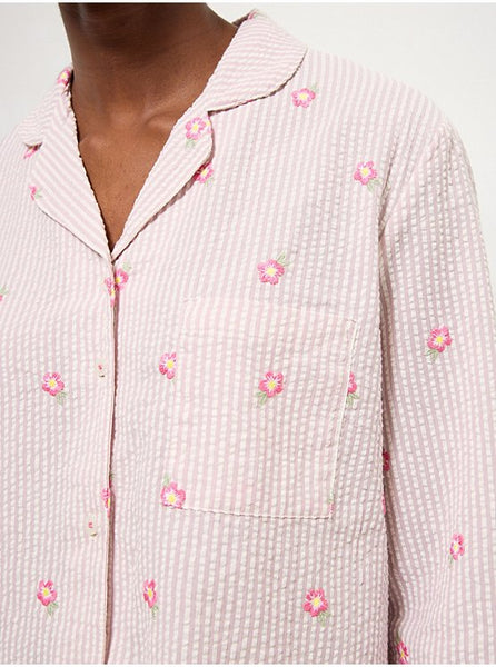 George Lilac Flower Embroidered Striped Women’s Pyjamas