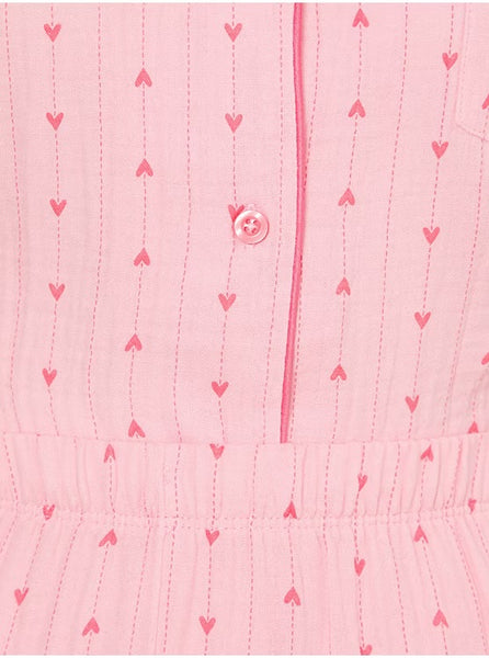 George Matching Pink Pinstripe Heart Long Sleeve Shirt Womens Pyjamas