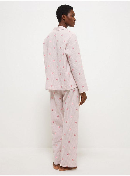 George Lilac Flower Embroidered Striped Women’s Pyjamas