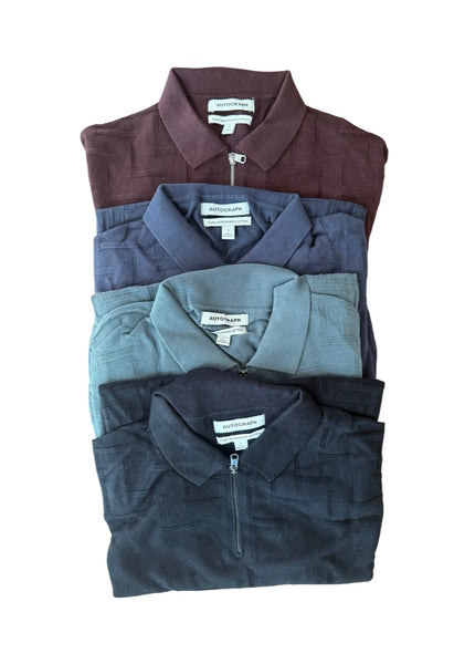 M&S Autograph Mercerised Cotton Geometric Half Zip Polo 4 Colours