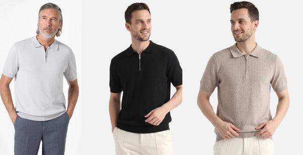 Massimo Dutti Men’s 1/4 Zip Polo 3 Colours