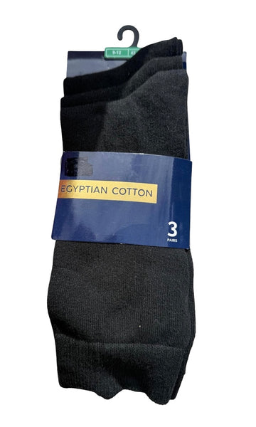 M&S Egyptian Cotton Men’s Black Socks 9/12 Pack of 3
