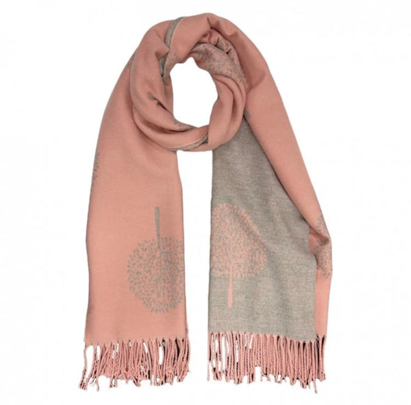 Cashmere Mix Tree Of Life Print Winter Scarf With Tassels