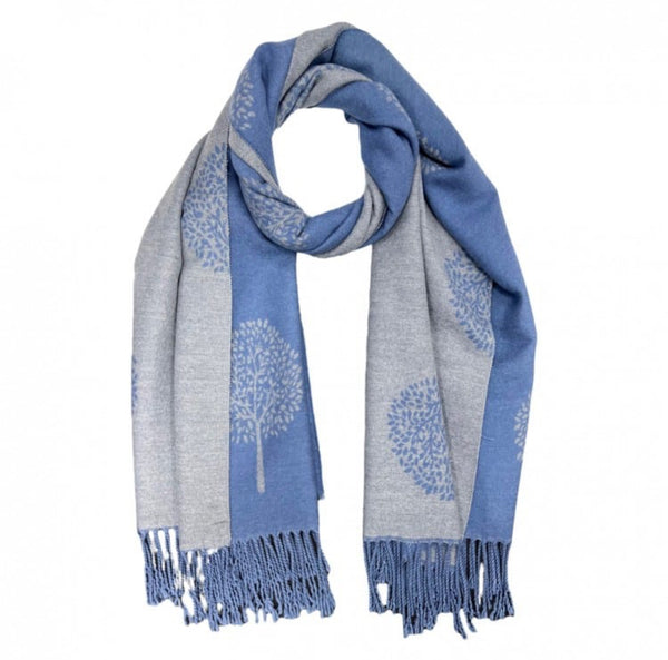 Cashmere Mix Tree Of Life Print Winter Scarf With Tassels