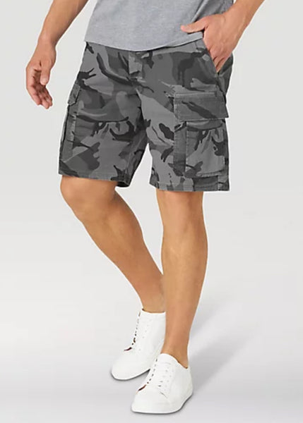 MEN'S WRANGLER AUTHENTICS® STRETCH CARGO SHORT IN GREEN OR GREY CAMO