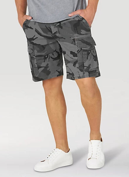 MEN'S WRANGLER AUTHENTICS® STRETCH CARGO SHORT IN GREEN OR GREY CAMO