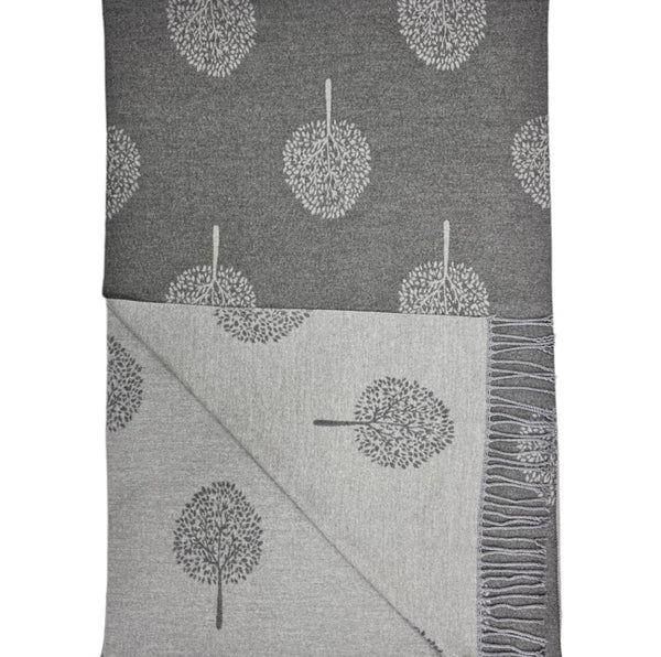 Cashmere Mix Tree Of Life Print Winter Scarf With Tassels