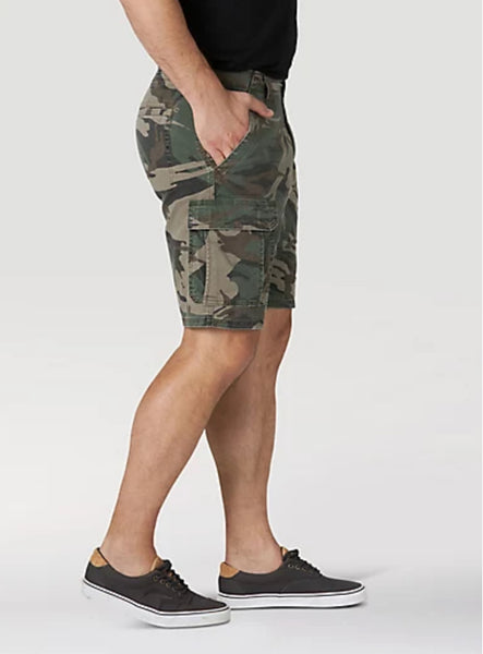 MEN'S WRANGLER AUTHENTICS® STRETCH CARGO SHORT IN GREEN OR GREY CAMO