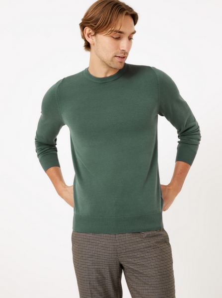 Mens M&S COLLECTION Pure Cotton Crew Neck Jumper, Green