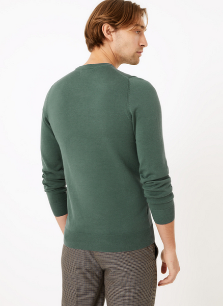 Mens M&S COLLECTION Pure Cotton Crew Neck Jumper, Green