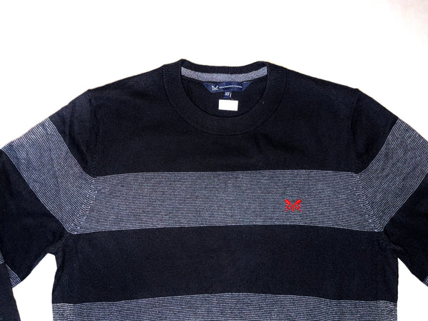 Crew Clothing Mens Stripe Jumper Black/Grey