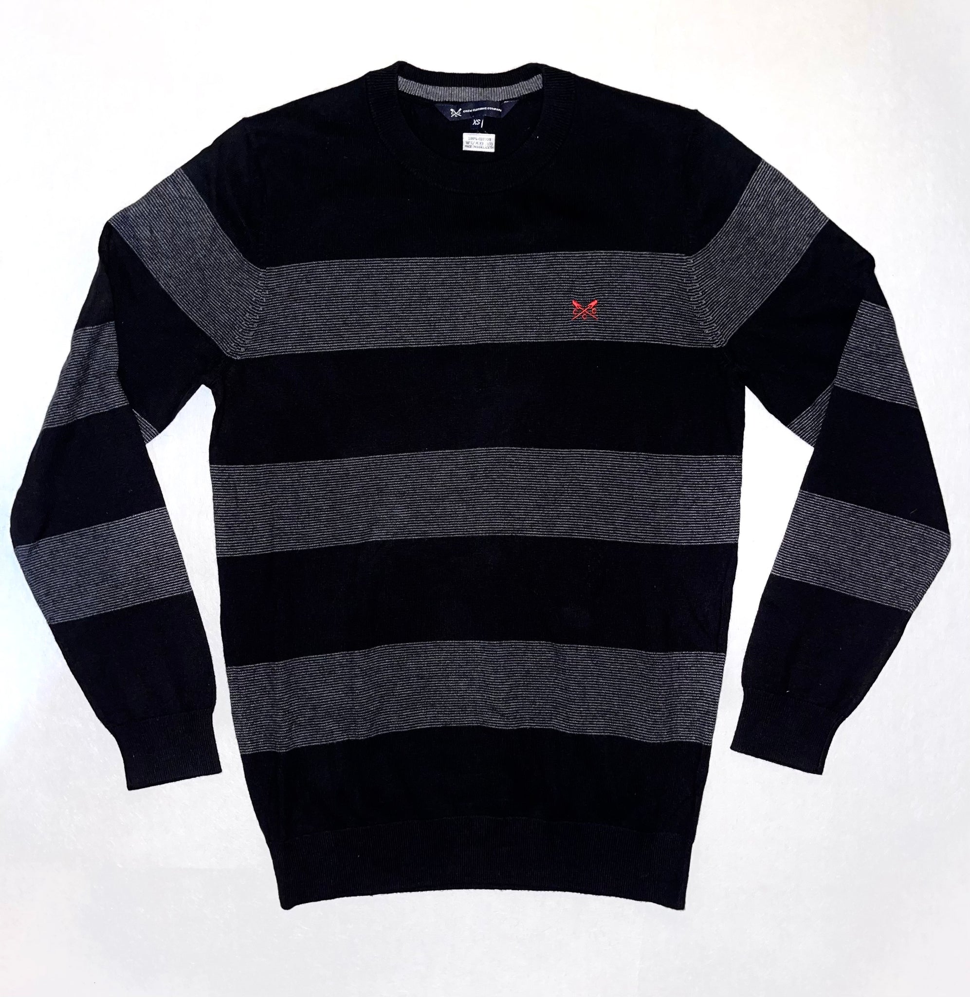 Crew Clothing Mens Stripe Jumper Black/Grey