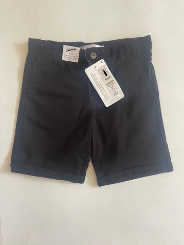 M&S Adjustable Waist Black Cotton Chino Shorts