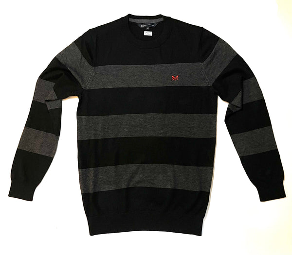 Crew Clothing Mens Stripe Jumper Black/Grey