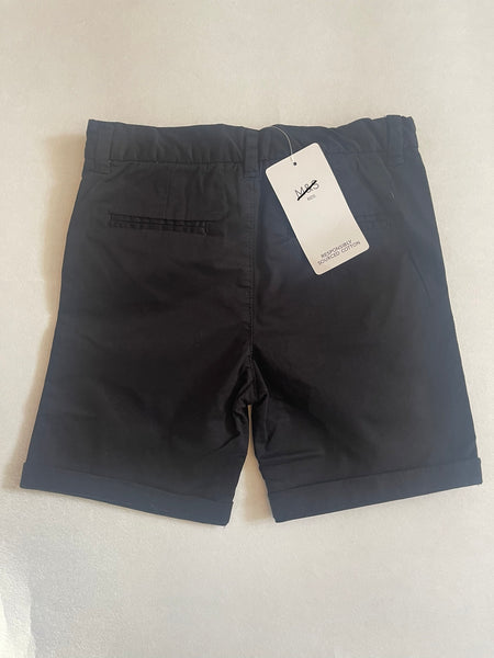 M&S Adjustable Waist Black Cotton Chino Shorts